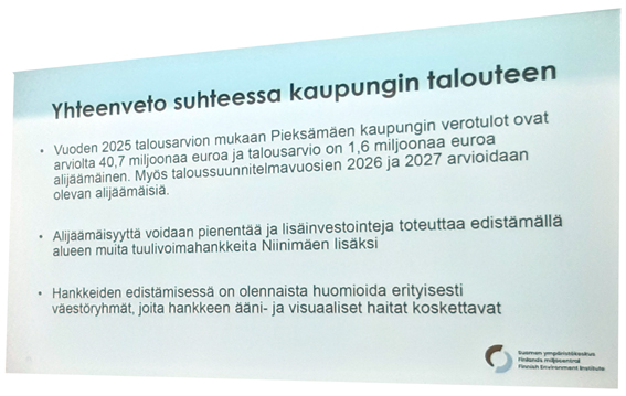 Kuva Suomen Ympäristökeskuksen diasta puheenvuosota Kangasniemellä 18.11.2025. 